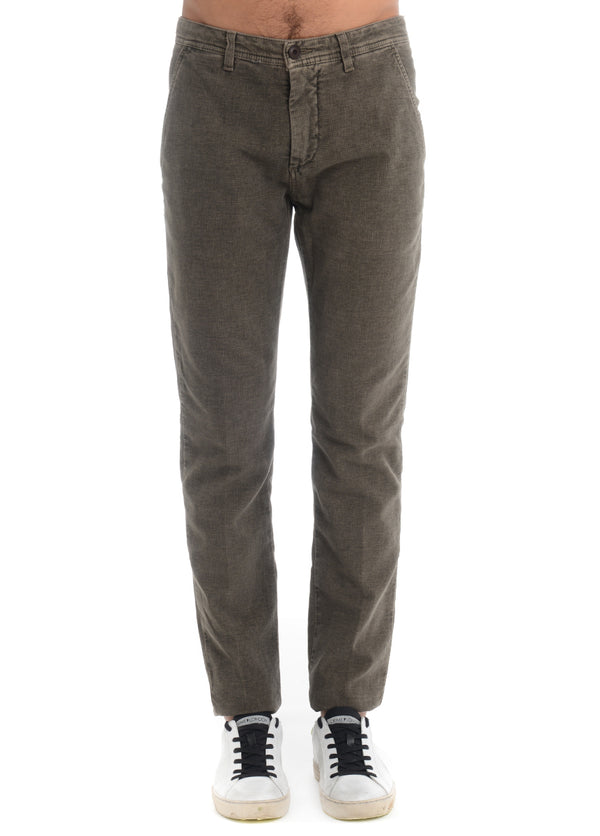 Pantaloni tessuto operato tasca america fango RODRIGO