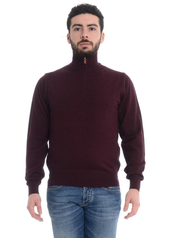 Maglia lupetto con zip bordeaux ALAN DEVIS