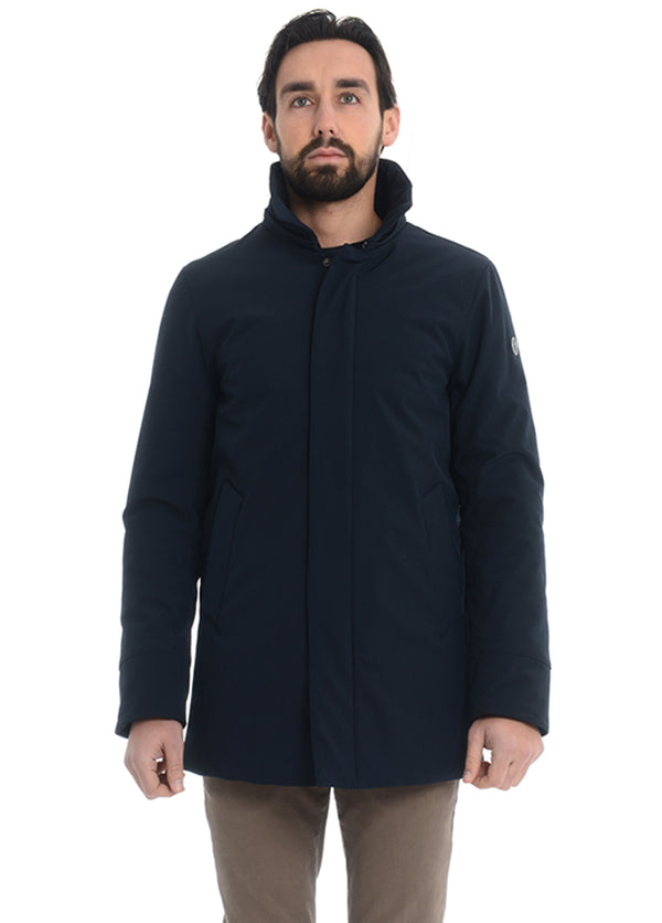 Parka vestibilità slim tessuto tecnico strech blu MIXTURE